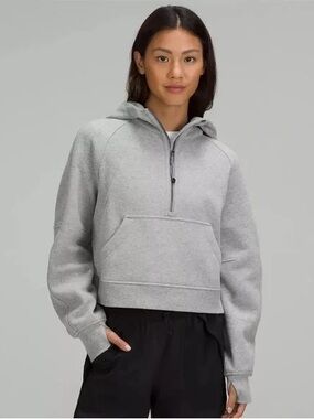 lululemon athletica Light Gray Half-Zip Hooded Sweatshirt